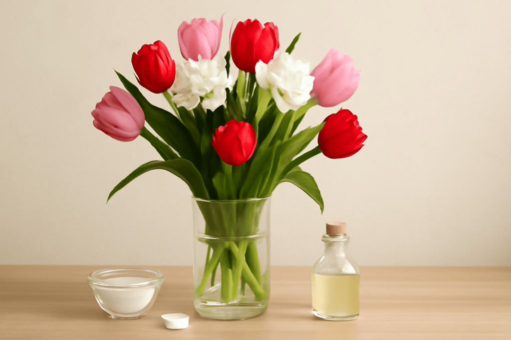 Erfahren Sie, was Sie ins Wasser für Blumen geben können, damit sie länger in der Vase stehen. Tipps mit Aspirin, Zucker und anderen Substanzen zur Verlängerung der Frische.