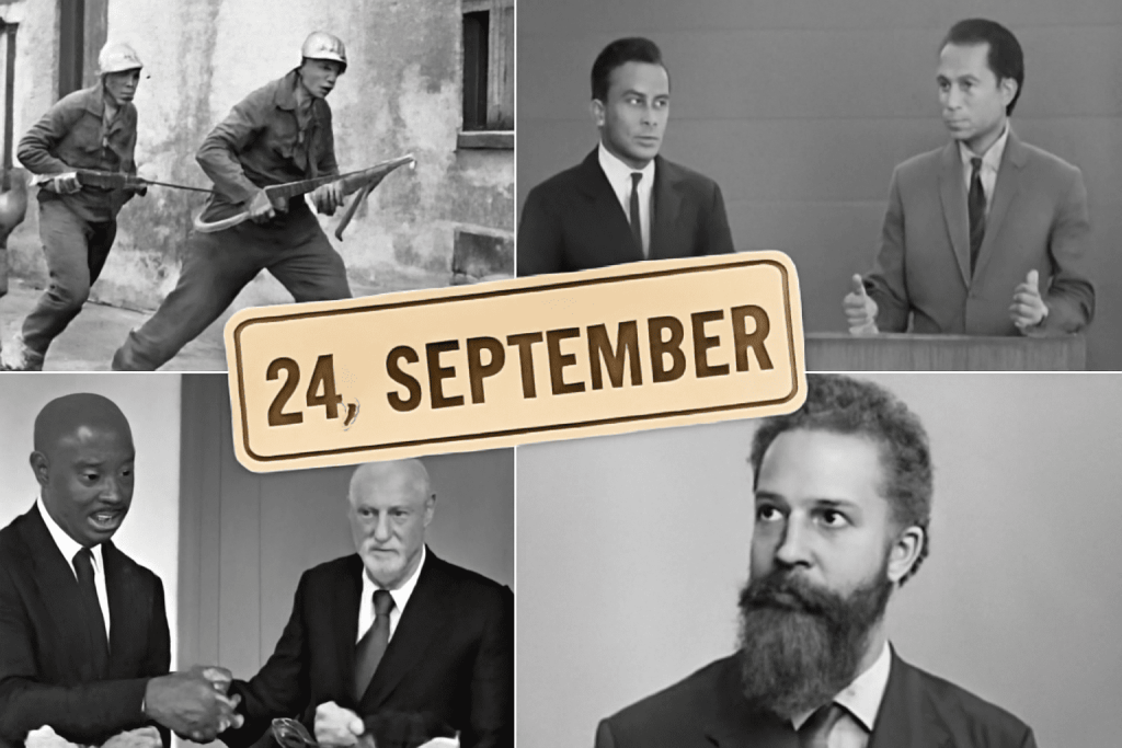 Entdecken Sie bedeutende Ereignisse und bekannte Persönlichkeiten des 24. Septembers. Politische, historische und gesellschaftliche Ereignisse weltweit.