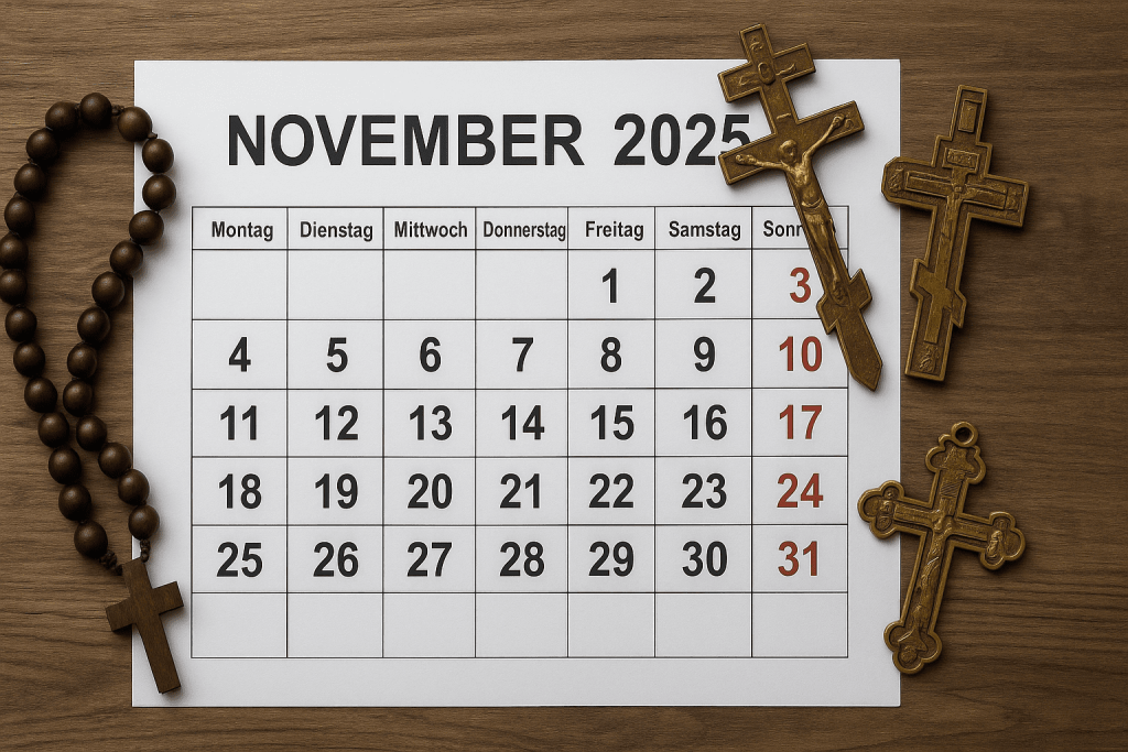 Kirchlicher Kalender für November 2025 in Deutschland Vollständiger kirchlicher Kalender für November 2025 in Deutschland: katholische und evangelische Feiertage, Adventsdaten und praktische Tipps.