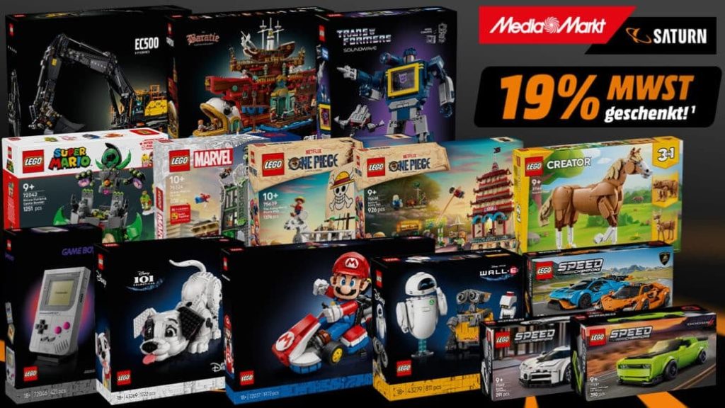 Große LEGO-Aktion bei Media Markt und Saturn: MwSt.-Rabatt bringt bis zu 45 % Preisnachlass auf beliebte Sets. Jetzt Traum-Sets günstiger kaufen!