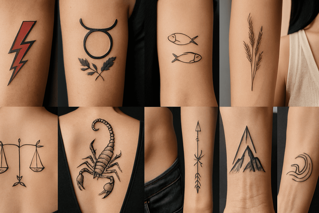 Wie man ein Tattoo nach dem Sternzeichen auswählt: Symbolik, Platzierung, Stil und Glückssymbole für alle 12 Sternzeichen. Praktische Tipps, damit dein Tattoo deine Energie und Persönlichkeit widerspiegelt.