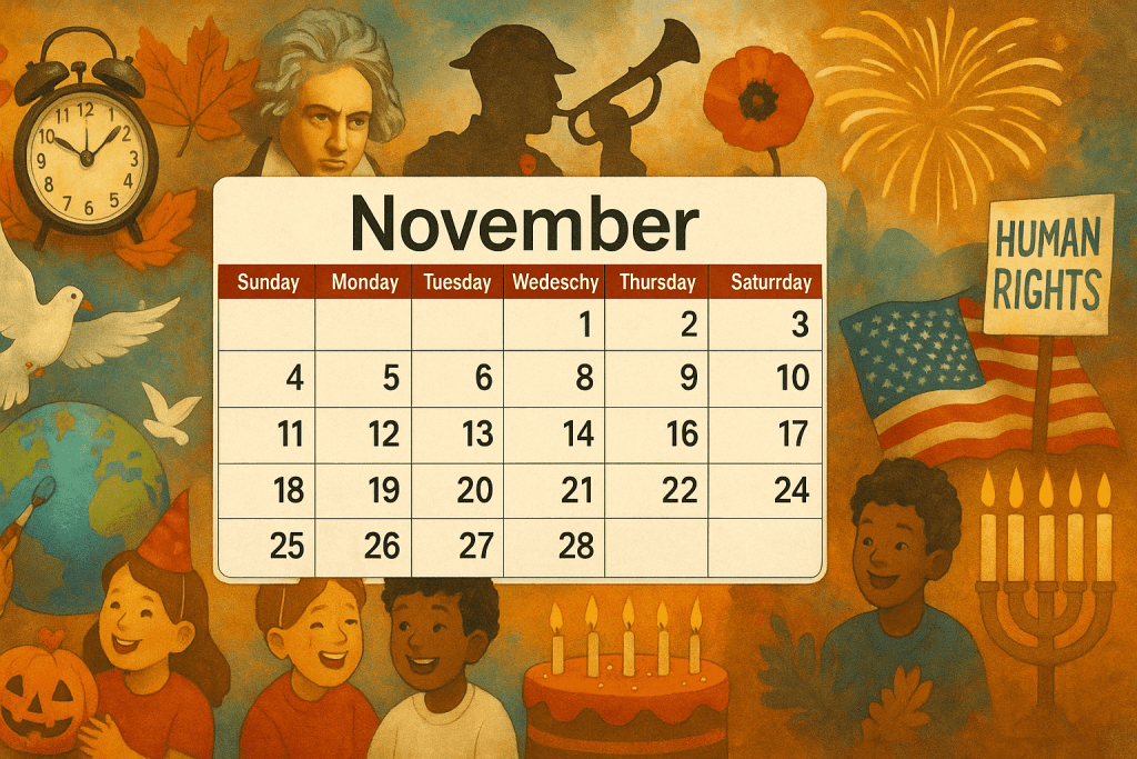 Staatliche und internationale Feiertage in Deutschland im November 2025: vollständiger Kalender Alle Feiertage in Deutschland im November 2025 – staatlich, kirchlich und international. Vollständiger Kalender mit Tipps für Freizeit und Planung.