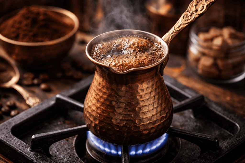 Praktische Tipps, wie man Kaffee in der Cezve kocht, ohne dass er überläuft: Mahlgrad, Wasser, Temperatur und klare Anleitung