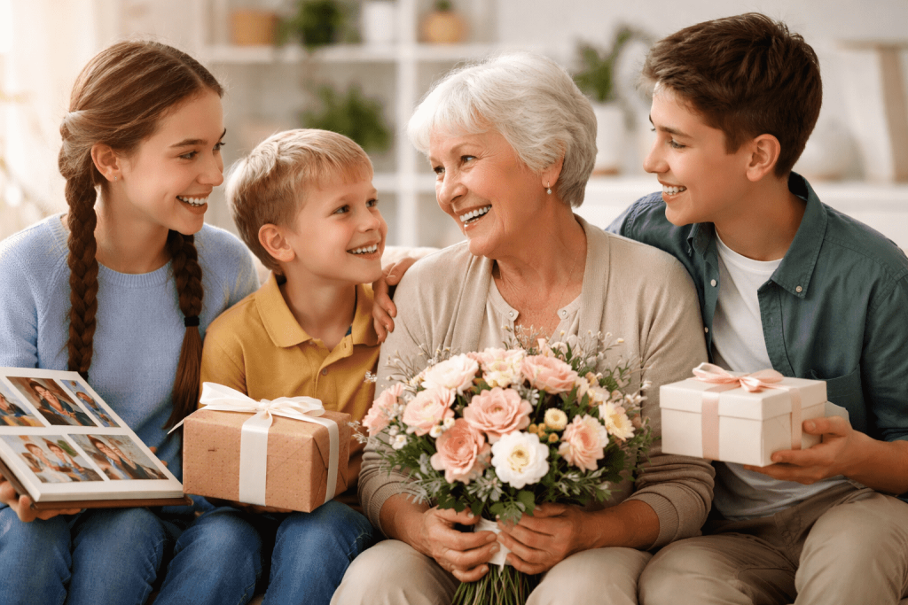 Praktische und originelle Geschenkideen für Oma von Enkeln, Auswahlhilfen und eine Schritt-für-Schritt-Anleitung für eine stilvolle Gratulation.
