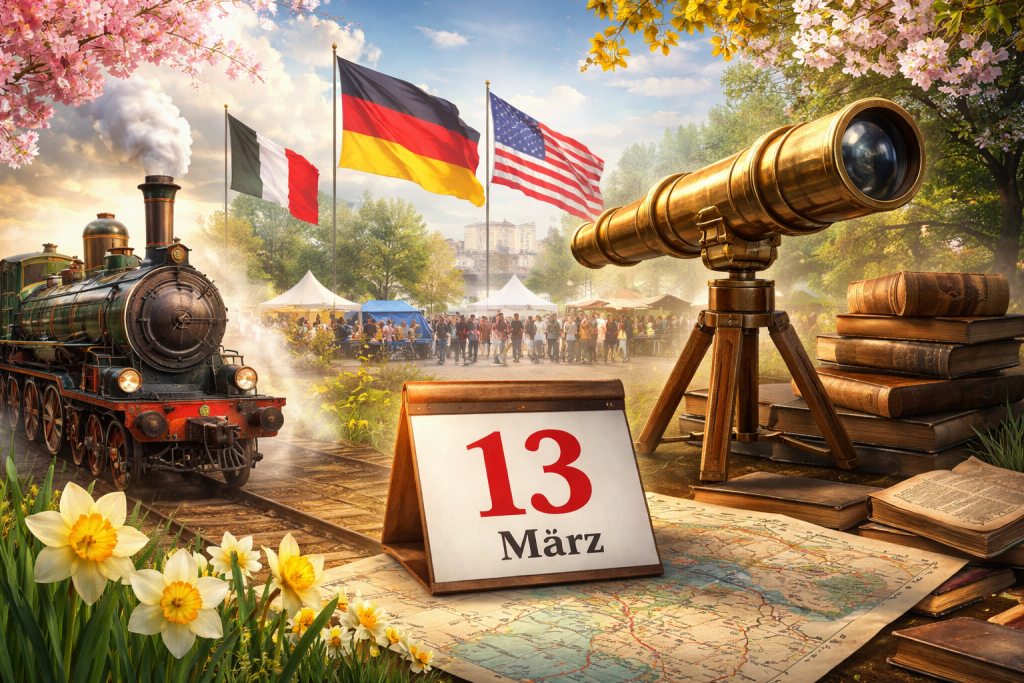 Erfahren Sie, was am 13. März in Deutschland und weltweit gefeiert wird: Geschichte, Traditionen, Berühmtheiten, Symbolik und praktische Tipps.