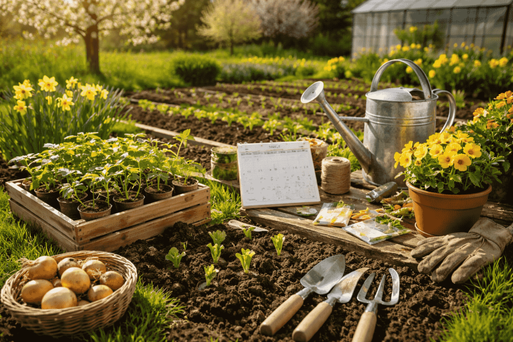 Detaillierter Aussaatkalender für März 2026 für Garten, Gemüsebeet und Blumen in Deutschland: Aussaat, Rückschnitt, Pflege nach Tagen und Mondphasen.