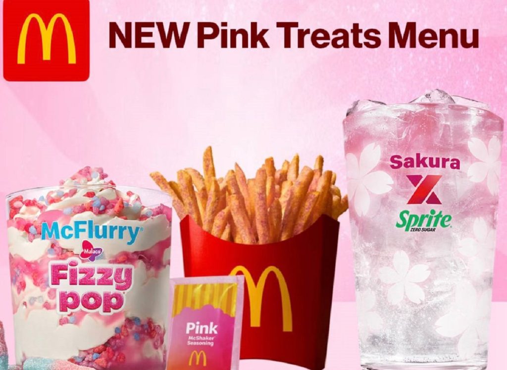 McDonald’s präsentiert eine rosa Produktlinie mit Sakura Sprite, Pink McShaker Fries und McFlurry. Kommt das saisonale Menü auch nach Deutschland