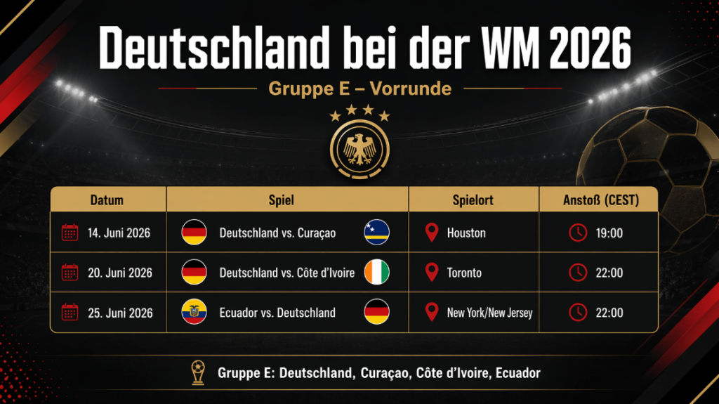 WM 2026 Spielplan Deutschland mit Terminen, Gegnern und Finale