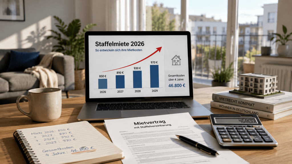 Staffelmiete 2026 richtig berechnen: Kosten, Fristen, Mietpreisbremse und typische Fehler bei Staffelmietverträgen in Deutschland