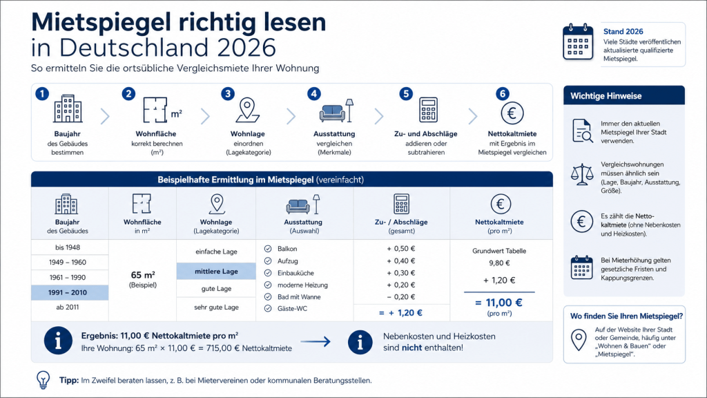 Mietspiegel richtig lesen in Deutschland 2026: was Sie wissen müssen
