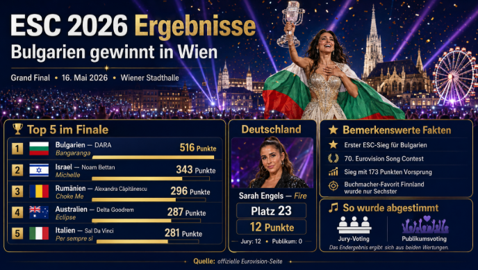 ESC 2026 Ergebnisse: Wer hat gewonnen?