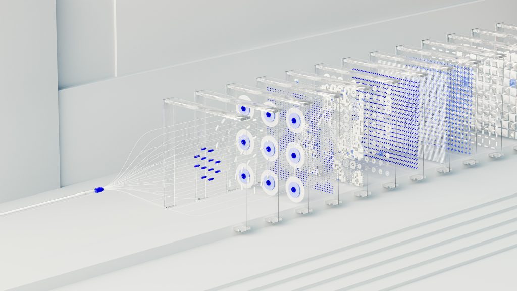 Abstrakte Visualisierung neuronaler Netzwerke für Google Gemini 3.5 und AI Search