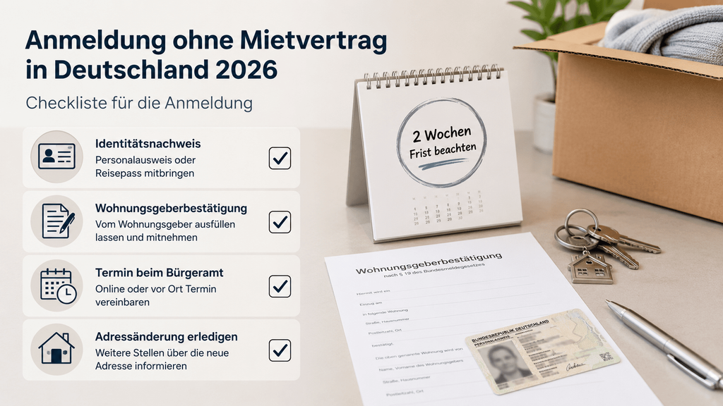 Anmeldung ohne Mietvertrag in Deutschland 2026: was Sie wissen müssen