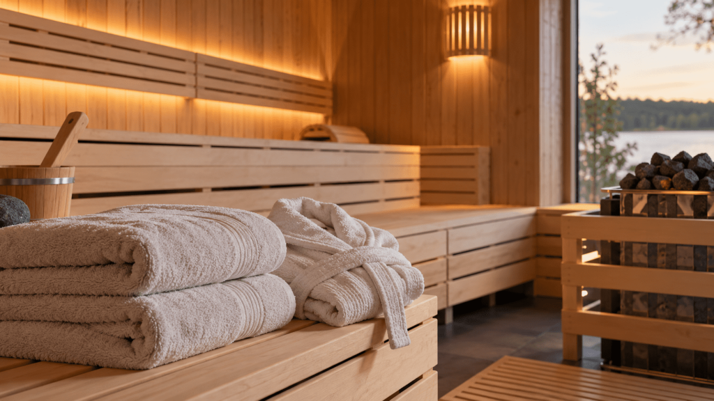 Sauna-Regeln in Deutschland verständlich erklärt: Textilfreiheit, Hygiene, Handtücher, Aufguss und richtiges Verhalten beim ersten Besuch.